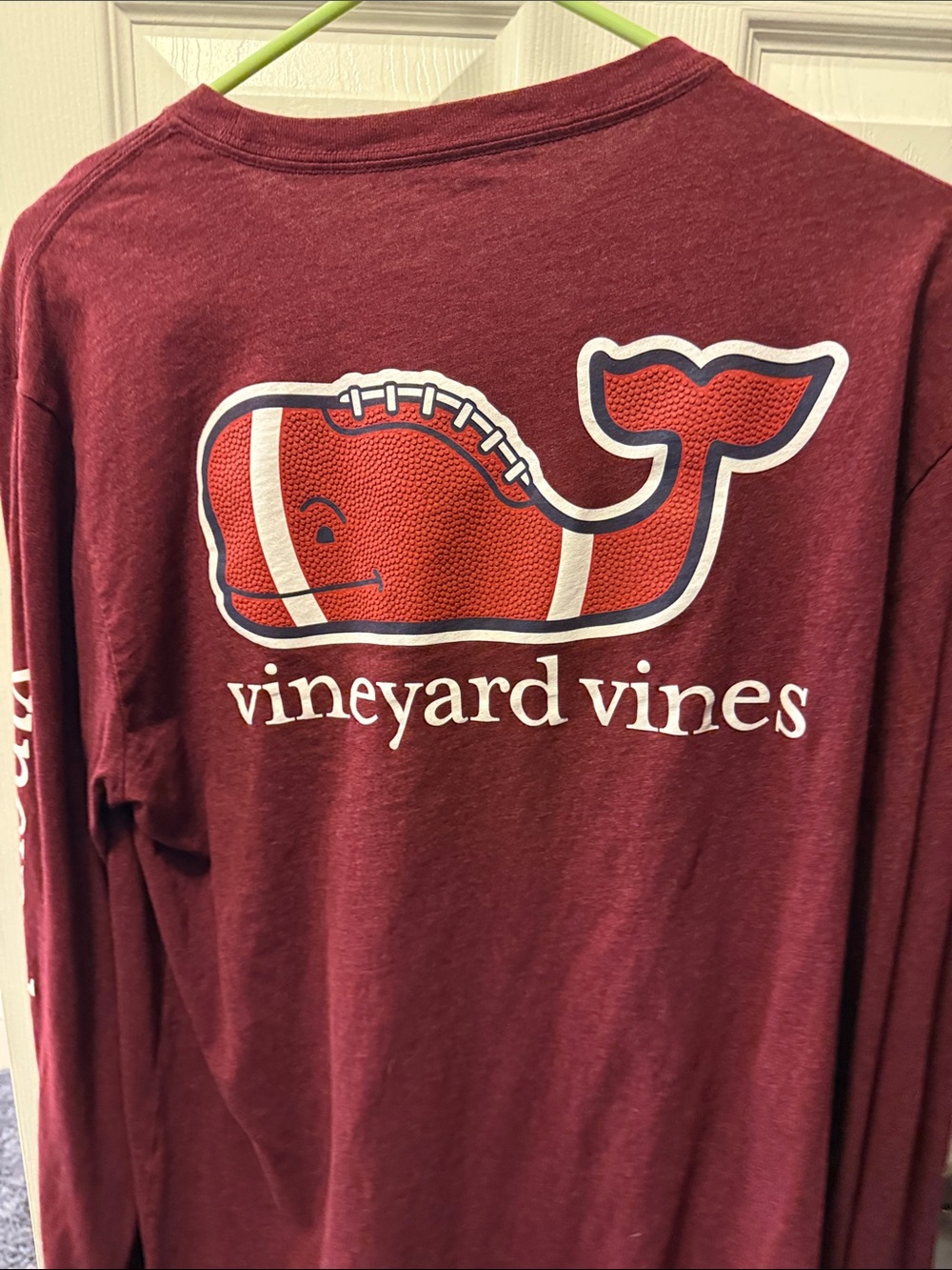 Vineyard Vines Men's Long-Sleeve Pocket Tee — Burgundy Whale Logo - Picture 4 of 4
